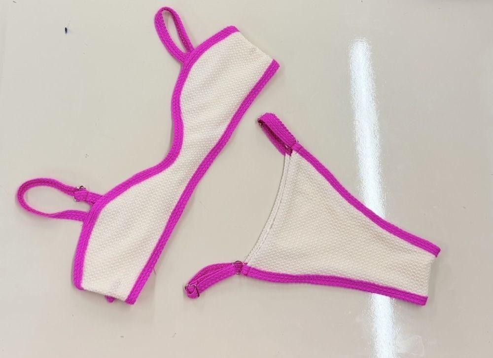 Ivory & Fuchsia Bandeau — Ivory · fuchsia trim